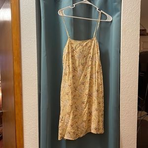 american eagle yellow floral tie back dress